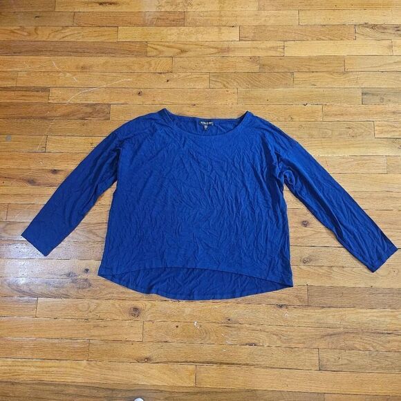 EILEEN FISHER Top Petite Size L Stretch Viscose Jersey Tunic Round Neck Long Sle - Picture 1 of 7